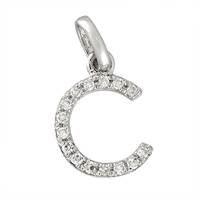 14KW Letter C Diamond Charm 5pts 8mm