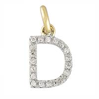 14KY Letter D Diamond Charm 7pts 8mm