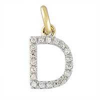 14KY LETTER D DIAMOND CHARM 7PTS 8MM