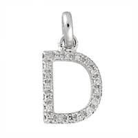 14KW Letter D Diamond Charm 7pts 8mm