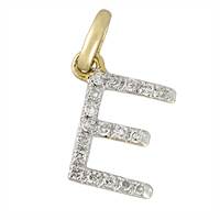 14KY LETTER E DIAMOND CHARM 6PTS 8MM