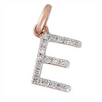 14KR Letter E Diamond Charm 6pts 8mm