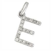 14KW Letter E Diamond Charm 6pts 8mm