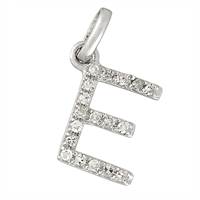 14KW LETTER E DIAMOND CHARM 6PTS 8MM