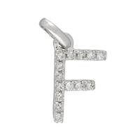 14KW Letter F Diamond Charm 5pts 8mm