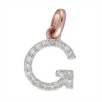 14KR Letter G Diamond Charm 6pts 8mm