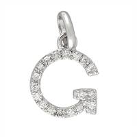 14KW Letter G Diamond Charm 6pts 8mm
