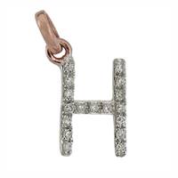 14KR Letter H Diamond Charm 6pts 8mm
