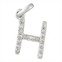 14KW Letter H Diamond Charm 6pts 8mm