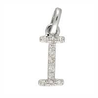 14KW Letter I Diamond Charm 4pts 8mm