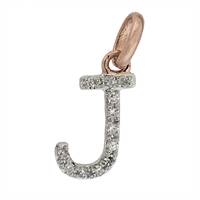 14KR Letter J Diamond Charm 4pts 8mm
