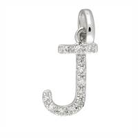 14KW Letter J Diamond Charm 4pts 8mm