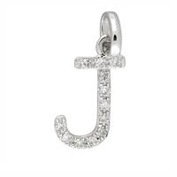 14KW LETTER J DIAMOND CHARM 4PTS 8MM