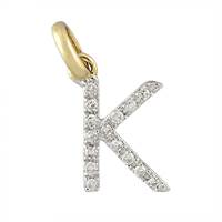 14KY LETTER K DIAMOND CHARM 5PTS 8MM