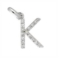 14KW Letter K Diamond Charm 5pts 8mm