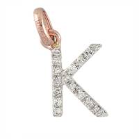 14KR LETTER K DIAMOND CHARM 5PTS 8MM