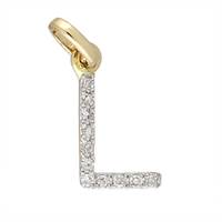 14KY LETTER L DIAMOND CHARM 4PTS 8MM