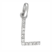 14KW Letter L Diamond Charm 4pts 8mm