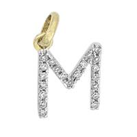14KY Letter M Diamond Charm 7pts 8mm