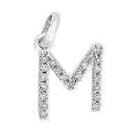 14KW LETTER M DIAMOND CHARM 7PTS 8MM