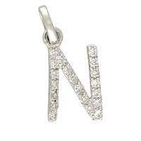 14KW LETTER N DIAMOND CHARM 7PTS 8MM