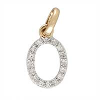 14KY Letter O Diamond Charm 6pts 8mm