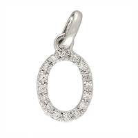 14KW Letter O Diamond Charm 6pts 8mm