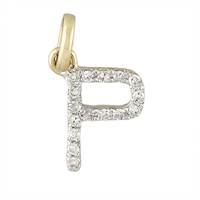 14KY LETTER P DIAMOND CHARM 6PTS 8MM