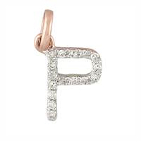 14KR Letter P Diamond Charm 6pts 8mm