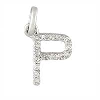 14KW LETTER P DIAMOND CHARM 6PTS 8MM