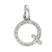 14KW Letter Q Diamond Charm 7pts 8mm