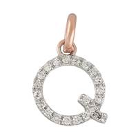 14KR LETTER Q DIAMOND CHARM 7PTS 8MM