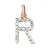 14KR LETTER R DIAMOND CHARM 7PTS 8MM