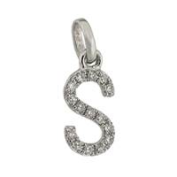 14KW Letter S Diamond Charm 5pts 8mm