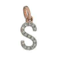 14KR LETTER S DIAMOND CHARM 5PTS 8MM