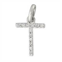 14KW Letter T Diamond Charm 4pts 8mm