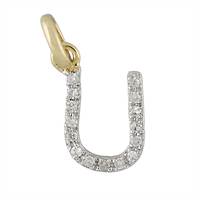 14KY Letter U Diamond Charm 5pts 8mm