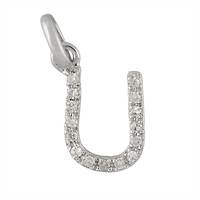 14KW Letter U Diamond Charm 5pts 8mm