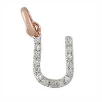 14KR LETTER U DIAMOND CHARM 5PTS 8MM