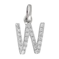 14KW Letter W Diamond Charm 9pts 8mm
