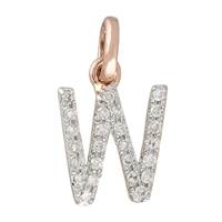 14KR LETTER W DIAMOND CHARM 9PTS 8MM