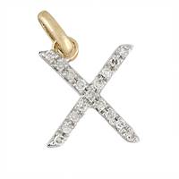 14KY LETTER X DIAMOND CHARM 6PTS 8MM