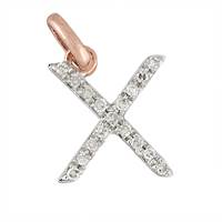 14KR Letter X Diamond Charm 6pts 8mm