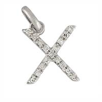 14KW Letter X Diamond Charm 6pts 8mm