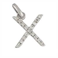 14KW LETTER X DIAMOND CHARM 6PTS 8MM