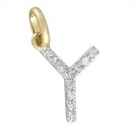 14KY LETTER Y DIAMOND CHARM 4PTS 8MM