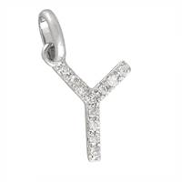 14KW Letter Y Diamond Charm 4pts 8mm