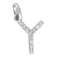 14KW LETTER Y DIAMOND CHARM 4PTS 8MM