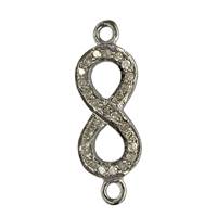 Rhodium Sterling Silver 20mm Diamond Infinity Connector