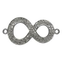 Rhodium Sterling Silver 28mm Diamond Infinity Connector